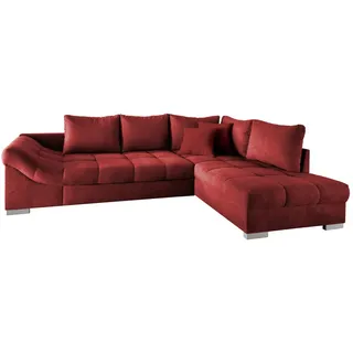 Mid.you Eckschlafsofa , Rot , Textil , Buche , Füllung: Schaumstoff , 298x202 cm , Liegefunktion, Rücken echt, Armteil links , Wohnzimmer, Sofas & Couches, Schlafsofas, Sonstige Schlafsofas