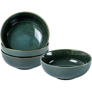 UNICASA Suppenschalen 4er Set, Grün Porzellan Müslischale Keramik 16cm, Ideal als Suppenschüsseln, Dessertschalen, Cornflakes Schüssel Tafelservice für 4 Personen, Spülmaschinenfestes Geschirrsets