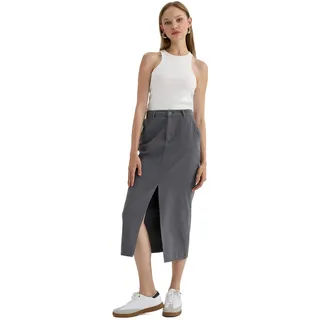 DeFacto Gewebter Rock Business für Frauen High Waist Einfarbiger Bleistiftrock mit High Waist Midirock, Röcke für Frauen A Line