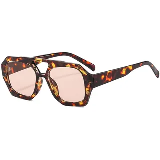 YAMEIZE 70s Retro Double Bridge Pilot - Sonnenbrille für Damen Herren Klassische Hexagonal Sonnenbrille Platz Brille Driving