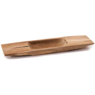 CREEDWOOD TEAK HOLZ SCHALE Barco 50 | Teakholz, 50 cm | Naturholzschale, Teakschale, Wurzelholzschale, Holz Tablett, längliche Holzschale, Teakholzschale