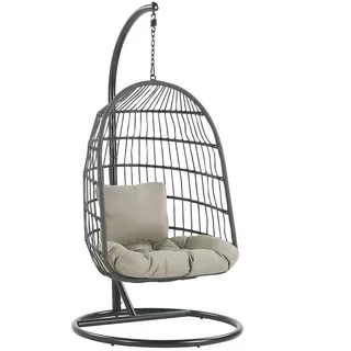 Beliani Hängesessel mit Gestell Flechtseil schwarz 102 cm Allera , Textil , 102x199x102 cm , Gartenmöbel, Gartenschaukeln, Hängesessel