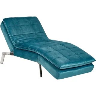 BELIANI Chaiselongue Blaugrün Samtstoff mit Verstellbarem Kopfteil und Schlaffunktion Retro Design Glamouröser Stil - Blau, Silber