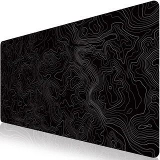 Sevenpers Mauspad XXXL,1200x600mm Groß topographische Karte Mausepad,Mausmatte mit Rutschfester Gummibasis,Mousepad für Büro,Zuhause,Gaming(topo Schwarz)