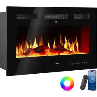 Elektro-Wandkamin Luci, 2 Heizstufen, Flammeneffekt - 91,5 x 12 x 43 cm