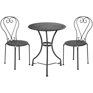 Butlers Gartenmöbel-Set (3-teilig) Century , Schwarz , Metall , Gartenmöbel, Gartengarnituren, Gartenmöbel-Sets