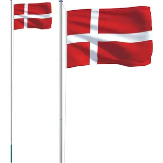vidaXL Flagge Dänemarks mit Mast 6,08 m Aluminium