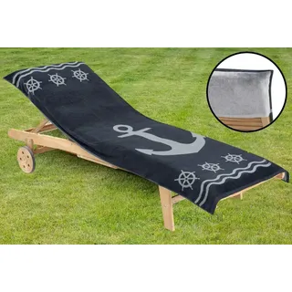 Delindo Lifestyle Frottee Bezug für Gartenliege Anker anthrazit XXL, Schonbezug für Sonnenliegen, Liegenauflage aus 100% Baumwolle, 83x200 cm