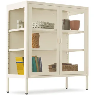 tectake® Metallvitrine Baker Kippschutz, höhenverstellbare Füße