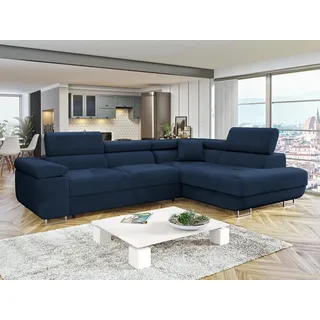 Mirjan24 Ecksofa Torezio mit Bettkasten 2-Sitzer Blau/Silber