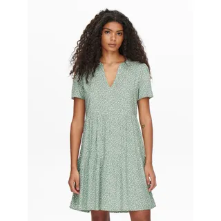 Only Sommerkleid »ONLZALLY LIFE S/S THEA DRESS NOOS PTM«, mit Stufen Volant, grün Weiß leafs,