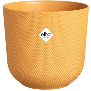 elho Jazz Round 26 cm blumentopf - Großer Pflanzentopf für den Innenbereich - 100% recycelter Kunststoff - Einzigartige Struktur - Gelb/Amber Gelb