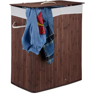 Relaxdays Wäschekorb , Braun , Holz, Textil , 55x63x35 cm , Haushalt & Kleinelektro, Wäschepflege, Wäschekörbe & Wäschetonnen