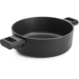 Woll Eco Logic QXR Kasserolle, rund mit 2 Seitengriffen - Induktiv -, Ø 24 cm, 8 cm hoch - Geeignet für alle Herdarten, PFAS-frei, Antihaft-Versiegelung, Aluminiumguss, backofenfest, schwarz