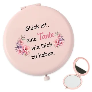 QWZify Tante Geschenk Weihnachten Geschenk Tante, Rosa Taschenspiegel Kosmetikspiegel Vergrößerungsspiegel Taschenspiegel Klappbar Reisespiegel, Geburtstagsgeschenk Taschenspiegel Mit Vergrößerung