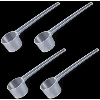 4Stück Messlöffel Gramm, Dosierlöffel Transparent mit Skala 2g, 3g, 4g, 5g Waagen, Waschmittel Dosierhilfe, Kunststoff Transparent Measuring Spoons für Milchpulver, Proteinpulver, Kaffee, Creatin