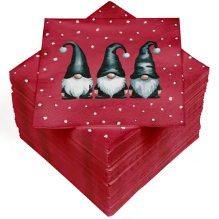 HEKU 100 Servietten, 3-lagig, 33x33cm, Weihnachtswichtel I Saugstark und praktisch verpackt I Breite Auswahl I Ideal für besondere Anlässe