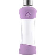 EQUA Active Plum Trinkflasche 0,5L - Glasflasche 550 ml mit Silikonhülle - Wasserflasche aus Borosilikatglas - Sportflasche Glas - Designflasche