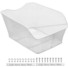 P4B | Fahrradkorb hinten in Weiß | Schultaschenkorb Jumbo Pro Fahrrad Korb für Gepäckträger Hinterradkorb | Festmontage XXL (ca. 44 x 36 x 22 cm)