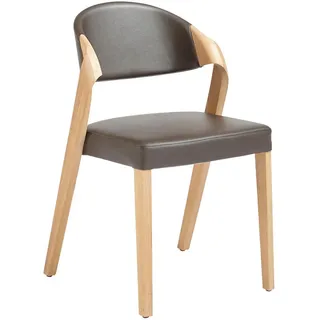 Voglauer Stuhl , Eichefarben, Dunkelbraun , Holz, Leder , Echtleder , Rindleder , Altholz, Eiche , massiv , eckig , 53x82x57 cm , Goldenes M, Made in Austria , Lederauswahl, Stoffauswahl, stapelbar , Esszimmer, Stühle, Esszimmerstühle