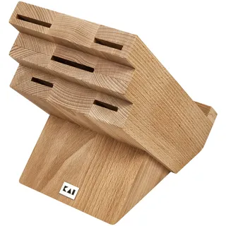KAI DM-0820 Shun Messerblock mit Kochbuchhalter, Holz Buche, für 5 Messer, unbestückt (1 Stück) - Braun