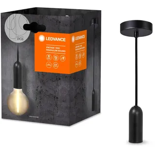 LEDVANCE Vintage 1906 Pendelleuchte ROUND E27, schwarz, max. 25W (LED 15W), E27 Sockel, runder Baldachin, Innenraum-Pendelleuchte, Kombination mit 1906 Vintage-Lampen, Kombination mit smarten Lampen