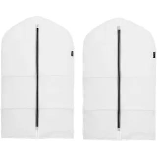 Brabantia - Kleiderschutzhüllen M - Kleiderschutztasche - Transparenter Hängesack - Kleiderschrank Aufbewahrung - Kleiderständer Organisator - für Mäntel & Kleider - 2er-Set - White - 60 x 100 cm
