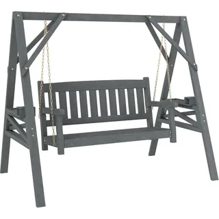 Outsunny Schaukelbank Tannenholz Metall Grau , Holz , A-Form , 120x160x183 cm , Gartenmöbel, Gartenschaukeln, Hollywoodschaukeln