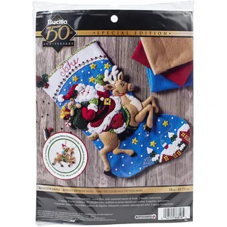 Bucilla 86816 Reindeer Santa Filzstrumpf-Set Rentier, mehrfarbig, Einheitsgröße