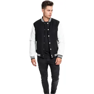 URBAN CLASSICS Herren Jacke, Collegejacke, Blk/Wht, XL
