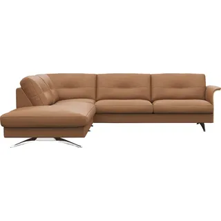 flexlux "Glow, super bequem durch hochwertigem Sitzaufbau mit Federkern, L-Form", Skandinavisches Design, In hochwertiger Verarbeitung, modern cognac braun