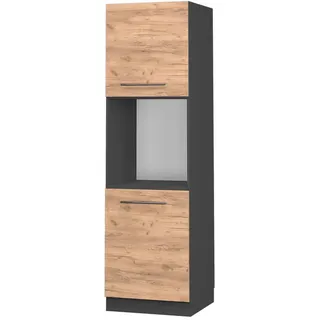 Vicco Herdumbauschrank Fame-Line Goldkraft Eiche 60 cm offen , Holzwerkstoff , 5 Fächer , Rechteckig , 60x206.8x58 cm , Küchen, Küchenmöbel, Küchenschränke, Geräteumbauschränke