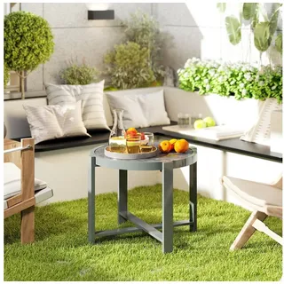 Outsunny Beistelltisch Rund 60 x 46 cm Grau