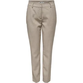 Anzughose ONLY CARMAKOMA "CARVERONICA-ELLY LIFE HW PANT TLR NOOS", Damen, Gr. 46, Länge 32, weiß pepper detail:melange, Obermaterial: 95% Polyester, 5% Elasthan, meliert, slim fit knöchellang, Hosen Anzughose