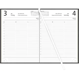 Zettler Buchkalender 1T/1S Bl. Engel farblich sortiert (schwarz, rot, türkis) 2026 – Bürokalender 15 × 21 cm, 1 Tag pro Seite, Recyclingpapier, FSC, Tagesplaner mit Stundenplan 7–19 Uhr