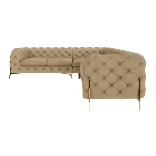 s-style möbel Eckcouch Samt 6-Sitzer Beige