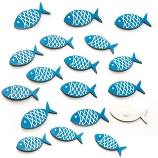 Fisch Streudeko, 18 Stück: Kleine Holz-Fische, Maritime Deko, Tischdeko Flach, Dekoration Badezimmer Maritim, Holzdeko Innen, Maritimdeko Bad, Sommer, Strand & Meer, Dekoration Taufe & Kommunion, 5 cm
