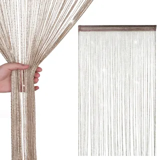 WedDecor Schnur Vorhänge Glitzer Fransen Panel Fliegengitter Zimmer Organizer Quaste Vorhang für Türen, Türöffnung, Windows, Wohnkultur, Ereignis Dekoration, (90cm x 200cm) - Champagner, 90 x 200cm