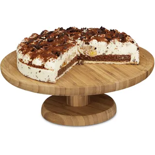 Relaxdays Tortenplatte Bambus, (1 x