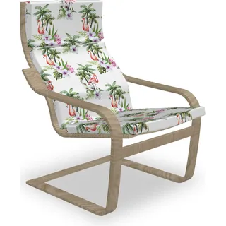ABAKUHAUS Palme Poäng Sessel Polster, Flamingo Hibiscus Kunst, Sitzkissen mit Stuhlkissen mit Hakenschlaufe und Reißverschluss, Mehrfarbig