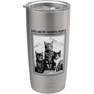 Katzen sind meine Lieblingsmenschen (Lustiges Katzenstatement) Doppelwandiger Edelstahl-Thermobecher