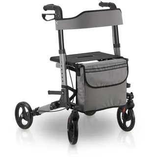 Juskys Rollator Vital grau klappbar mit Sitzfläche