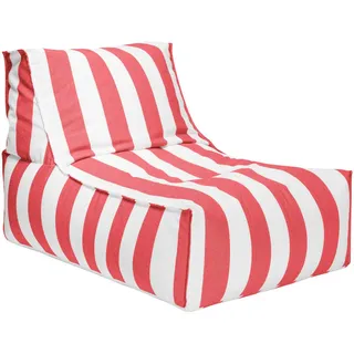 Outdoorsitzsack , Rot, Weiß , Textil , Streifen , 280 l , Füllung: Polystyrol , 65x65x100 cm , Outdoor, Reißverschluss , Wohnzimmer, Sessel, Sitzsäcke, XXL Sitzsäcke
