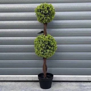 Kunstbäume - Doppelte Bäume - Eingangsdécor - Echtes Holzstamm - 90 cm - Grün