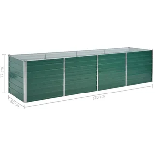 vidaXL Garten-Hochbeet verzinkter Stahl 320 x 80 x 77 cm Grün 
