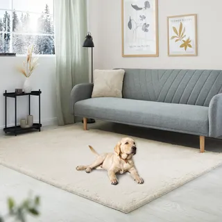 Hochflor-Teppich OTTO HOME "Lugano", beige, B:80cm H:30mm L:150cm, Polyester, Teppiche, Hochflor-Teppich, Kunstfell, Uni Farben, sehr weich & kuschelig