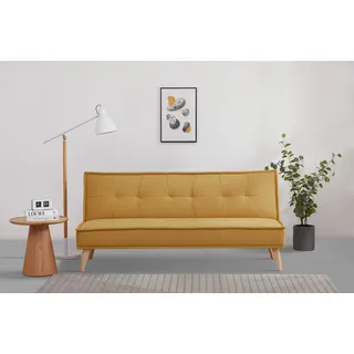 INOSIGN Schlafsofa »MENDOTA, 181 cm, 3-Sitzer mit Schlaffunktion,« verstellbarer Rückenlehne, Klappmechanismus, Webstoff, gelb