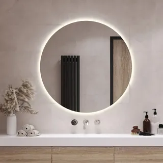 Tulup Rundspiegel Badspiegel mit LED Beleuchtung Wandspiegel - Rund Ø80 cm - (Warmweiß 3000K)