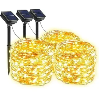 PRENDELUZ Lichterkette für den Außenbereich, solarbetrieben, komplett 2 m und 10 m, 100 LEDs, 10 cm, LED, 8 wechselnde Modi + IP65, Lichterkette, Dekoration für Terrasse, Party, Hochzeit, Hof, Garten
