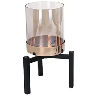 Teelichthalter aus Metall, Gold, Schwarz, rund, 1 Stück